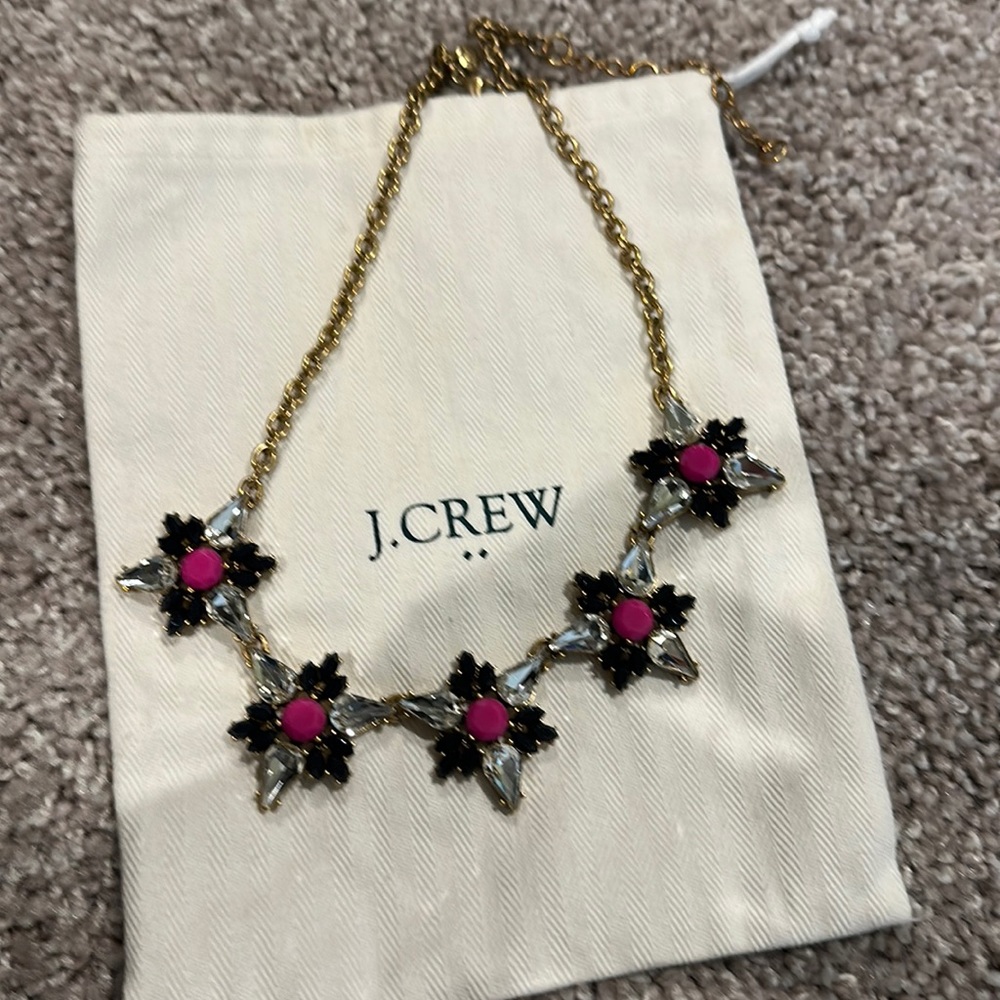 J crew pink black and gold necklace